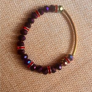 Purple and Gold Beaded Bracelet with Elegant Design